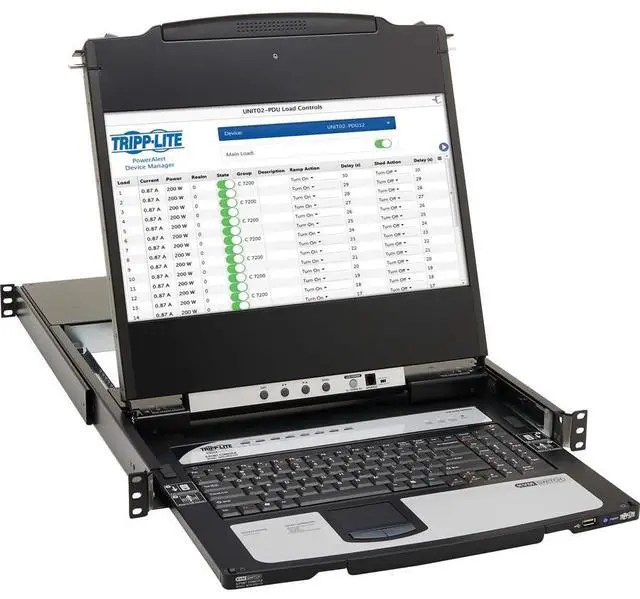 Main image of Tripp Lite by Eaton 8-Port NetDirector DisplayPort KVM Switch Console with 17 in. LCD Dual Rail 1U Rack-Mount TAA B030DP0817D