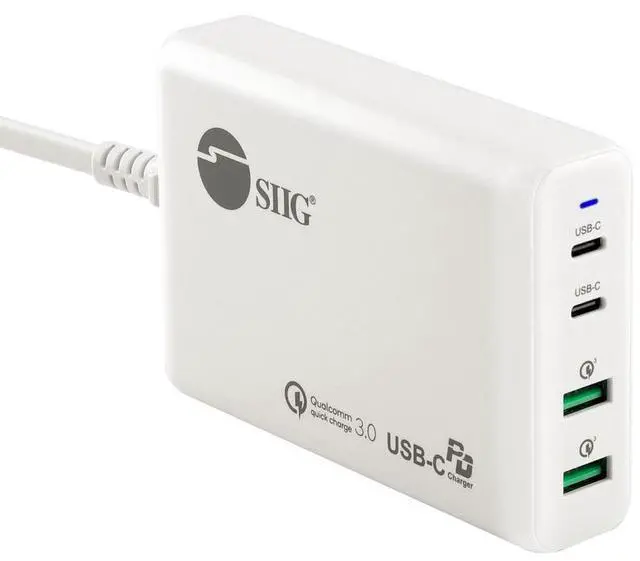 Alt view image 13 of 20 - SIIG AC ACPW1P11S1 100W Dual USBC PD30 PPS  QC 30 Combo Power Charger WH