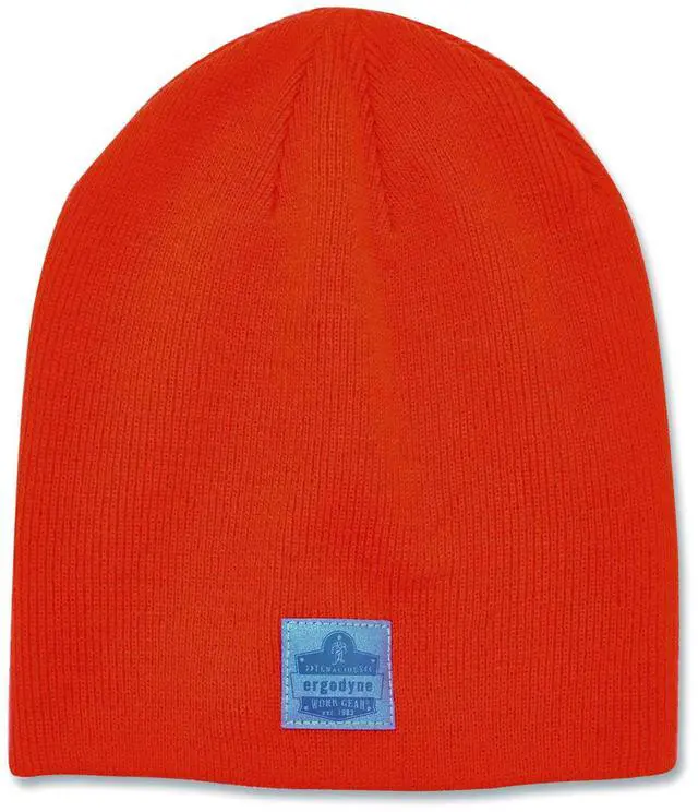 Alt view image 9 of 15 - ERGODYNE 6812 Orange Ribbed Knit Beanie,PK6
