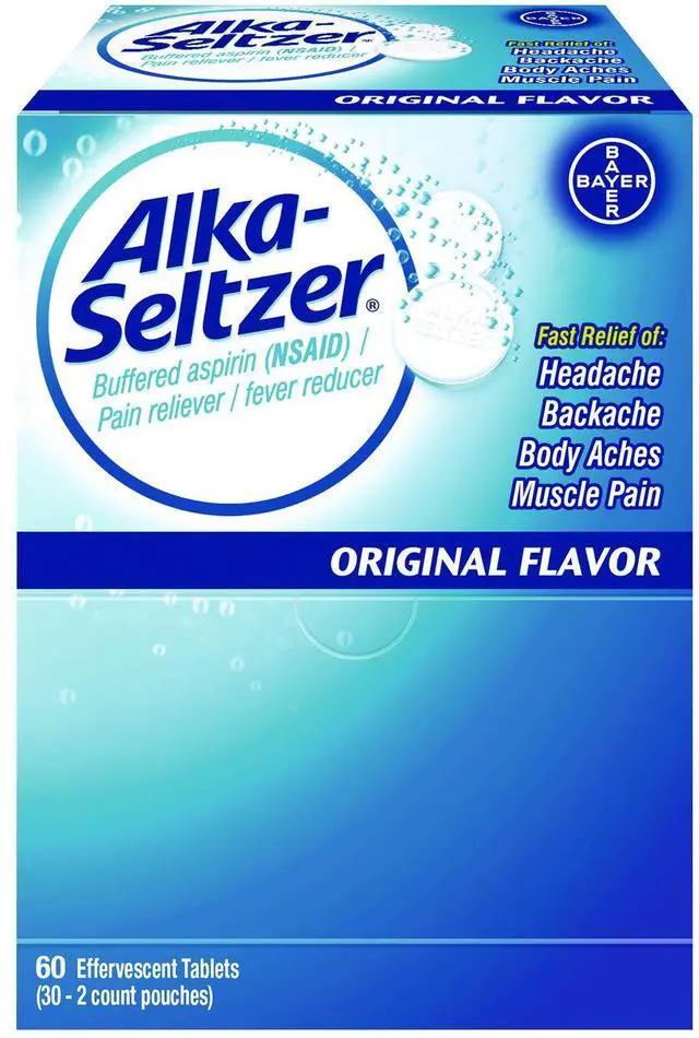Alt view image 2 of 2 - Alka-Seltzer Original Flavor 325mg Buffered Aspirin (NSAID) Tablet 2/Pouch 30 Pouches/Box (64038)