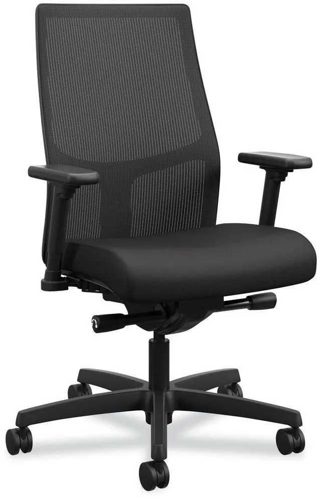 Alt view image 5 of 6 - Ignition 2.0 4-Way Stretch Mid-Back Mesh Task Chair Supports 300 lb 17" to 21" Seat Height Black Seat/Back Black Base HONI2M2AMNC10TK