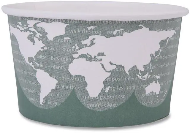 Alt view image 4 of 8 - Eco-Products World Art Food Container 12oz Green Paper 200Ct EPBSC12WA