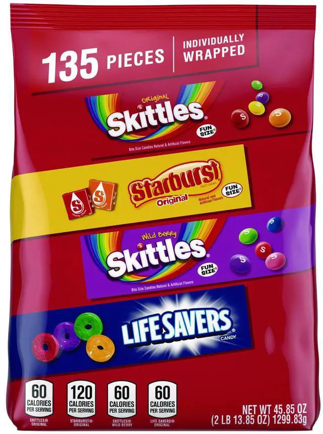 Alt view image 7 of 13 - Skittles Starburst and Life Savers Bulk Party Pack Assorted Flavors 45.85 oz. (459752)