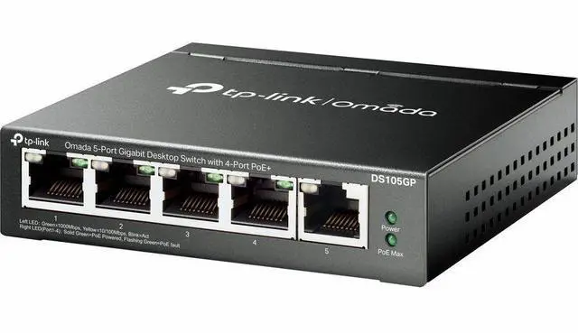 Alt view image 5 of 5 - TP-Link Omada DS105GP 5-Ports Unmanaged Ethernet Switch