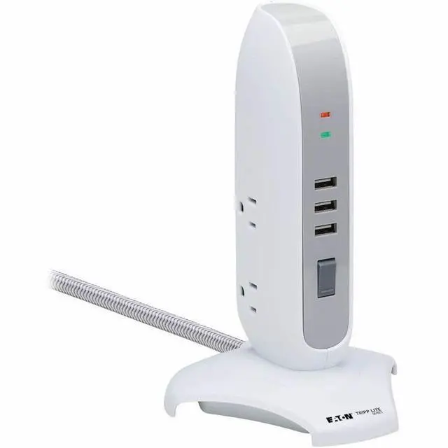 Main image of Tripp Lite Surge Protector Tower 5-Outlet w/ 3 USB Ports White TLP66USB