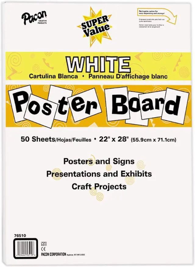 Alt view image 5 of 13 - Pacon Super Value Posterboard 22 x 28 White Single Pack of 50 sheets 76510