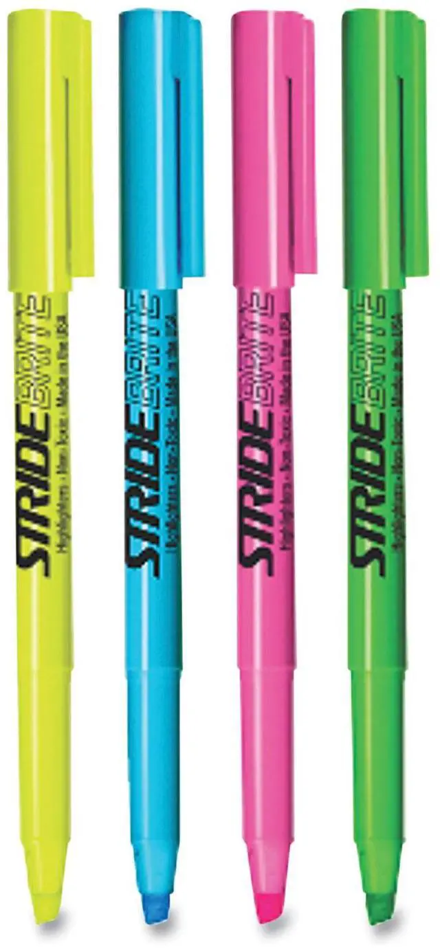 Main image of StrideBrite Stick Highlighters Chisel Tip Assorted Colors 24 Pack 47024