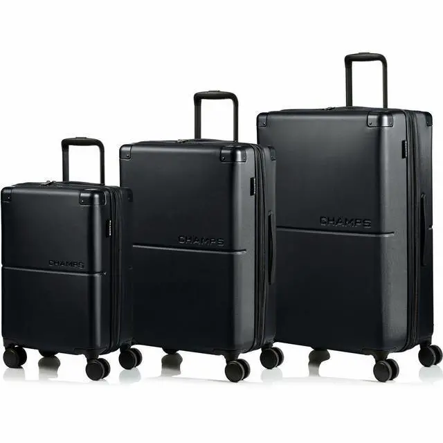 Alt view image 8 of 14 - CHAMPS Earth Collection 3-piece Hardside Luggage set Black S1034BLACK