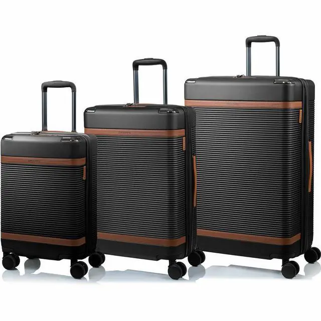 Alt view image 8 of 14 - CHAMPS Vintage III Collection 3-piece Hardside Luggage set Black S1033BLACK