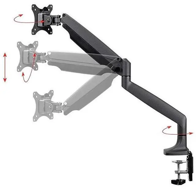Alt view image 7 of 18 - Monoprice Smooth Full Motion Single Monitor Adjustable Gas Spring Desk Mount - Black For Large Screens, Supports Up To 34 inch Monitors, 19.8 LBS Display Weight - Workstream Collection
