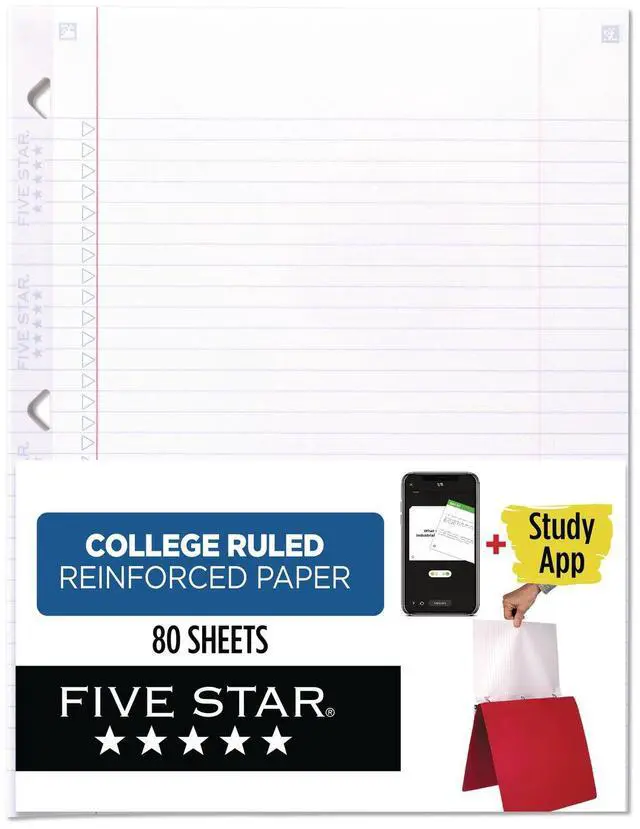 Main image of Reinforced Filler Paper Plus Study App 3-Hole 8.5 x 11 College Rule 80/Pack 170102