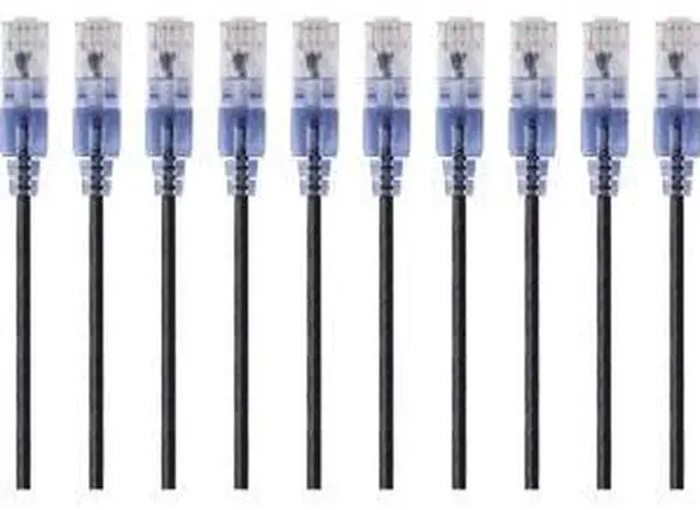 Alt view image 2 of 14 - Monoprice SlimRun Cat6A Ethernet Patch Cable - Network Internet Cord - RJ45, 550Mhz, UTP, Pure Bare Copper Wire, 10G, 30AWG, 5ft, Black, 10-Pack
