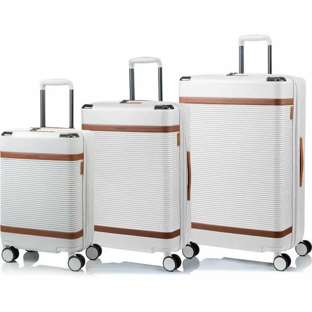 Alt view image 8 of 14 - CHAMPS Vintage III Collection 3-piece Hardside Luggage set Ivory S1033IVORY