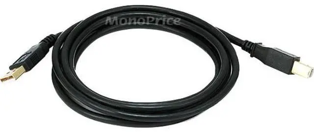 Alt view image 12 of 14 - Monoprice USB 2.0 Cable - 6 Feet - Black | USB Type-A Male to USB Type-B Male, 28/24AWG with Ferrite Core, Gold Plated
