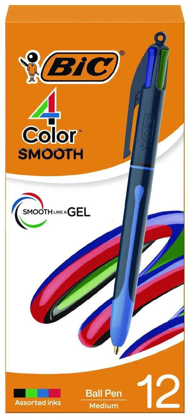 Alt view image 8 of 8 - BIC 4-Color Smooth Retractable Ballpoint Pen Medium Point Assorted Ink 12/Pack (MMS11-AST)