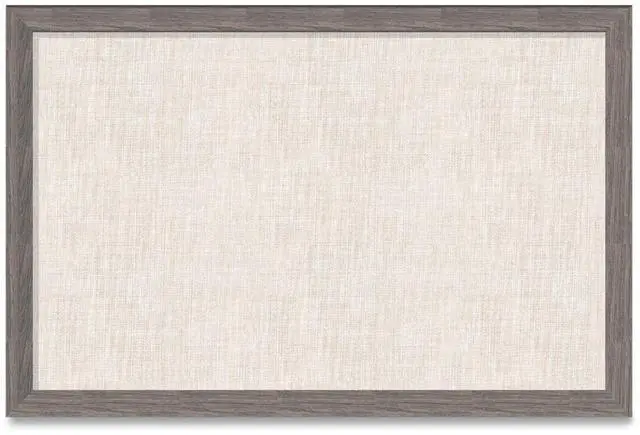 Alt view image 2 of 8 - Linen Bulletin Board with Rustic Frame 36" x 24" Actual Size: 35" x 23" Beige Surface Brown Wood Frame 4891U0001