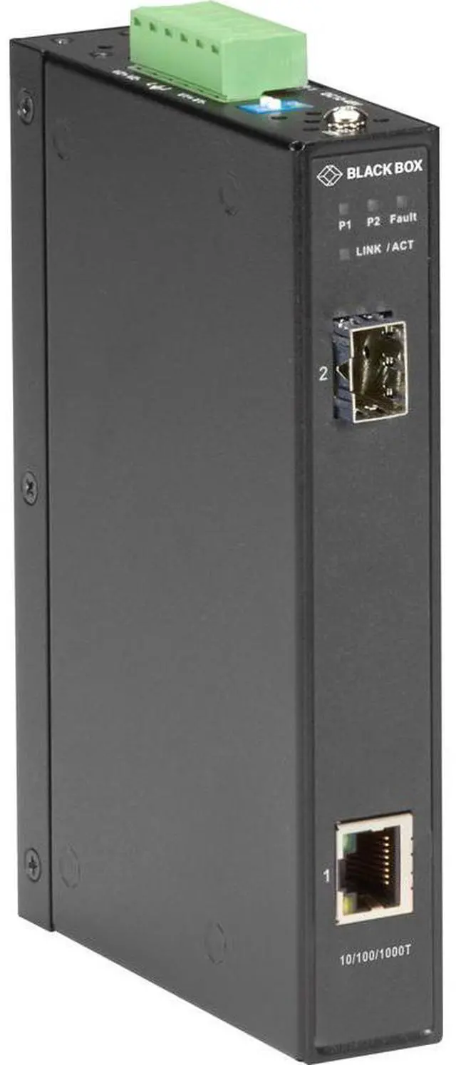 Alt view image 3 of 5 - black box lgc280 series gigabit industrial media converter sfp - 1 x network (rj-45) - gigabit ethernet - 10/100/1000base-t, 1000base-x - 1 x expansion slots - sfp (mini-gbic) - 1 x sfp slots - rail-m