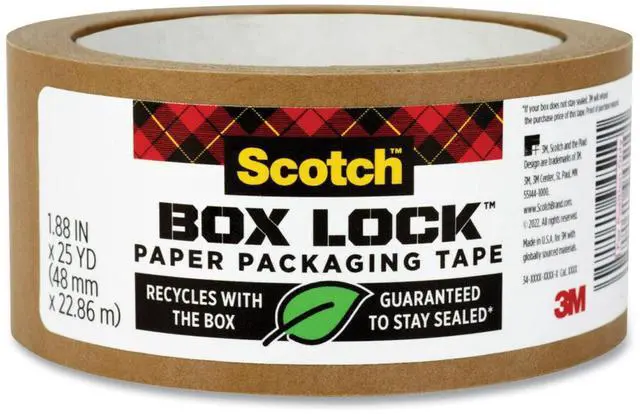 Alt view image 8 of 8 - Scotch Box Lock Paper Packaging Tape 1.88" x 25 yds. Brown (7850-23-8GC)
