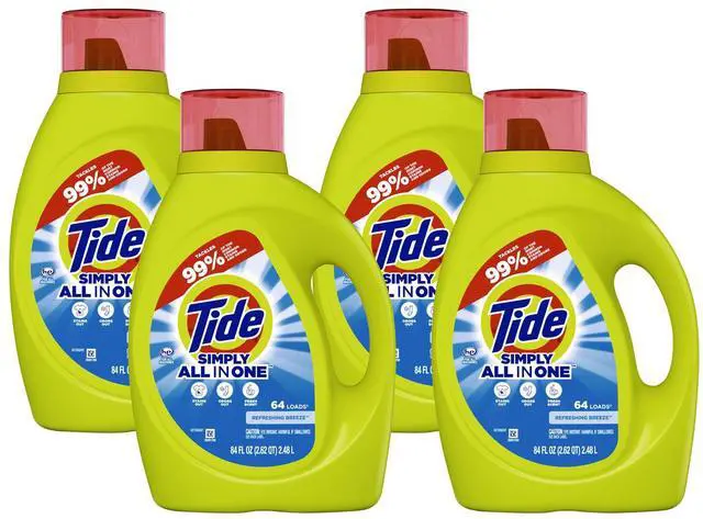 Alt view image 2 of 2 - Simply Clean and Fresh Laundry Detergent HE Compatible Refreshing Breeze 64 Loads 84 oz Bottle 4/Carton 44206