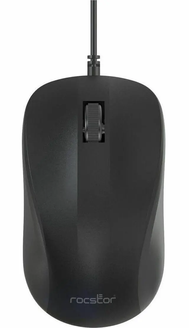 Alt view image 2 of 7 - Rocstor Premium QM1 Silent Clicking USB Wired Contoured Mouse - 1200 dpi - Optical - Cable - Black - USB - 1200 dpi - Scroll Wheel - 3 Button(s) - Symmetrical
