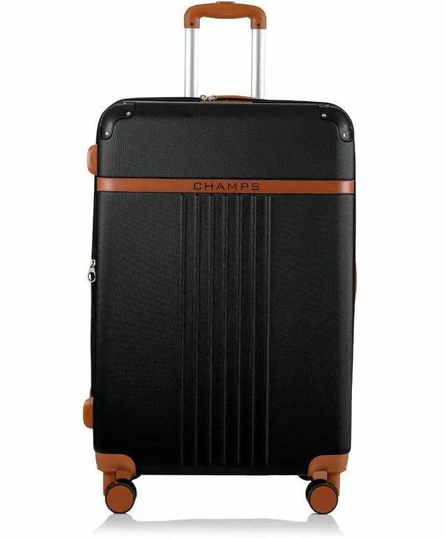 Alt view image 8 of 14 - CHAMPS Vintage Collection - Hardside Carry-on - Black - Durable Expandable Hardside 20in. Carry-on - Lightweight Polycarbonate with TSA Lock - 360-Degree Wheels and USB-Charging port for Charging on-t