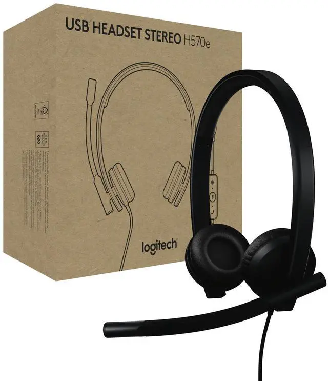Alt view image 8 of 14 - Logitech H570e USB Headset With Microphone for PC and Mac, USB-A Wired Headset With Stereo Sound, Noise-Canceling Mics and Inline Controls, Certified for Microsoft Teams, Black - Microsoft Teams Certi