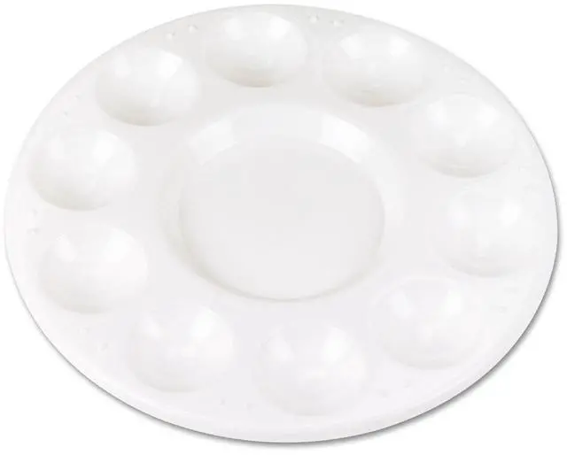Alt view image 12 of 12 - Round Plastic Paint Trays for Classroom, White, 10/Pack