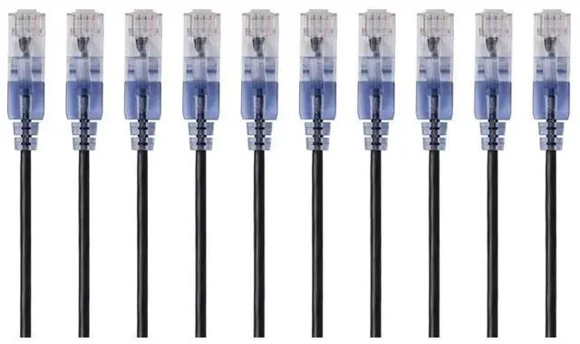 Alt view image 8 of 12 - Monoprice SlimRun Cat6A Ethernet Patch Cable - Network Internet Cord - RJ45, Stranded, UTP, Pure Bare Copper Wire, 30AWG, 2ft, Black, 10-Pack