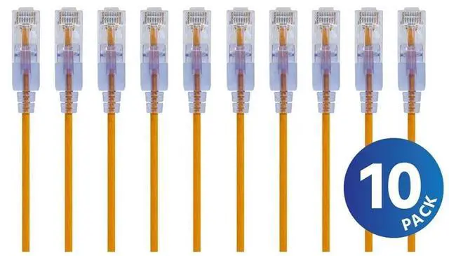 Alt view image 8 of 13 - Monoprice Cat6A Ethernet Patch Cable - 3 Feet - Yellow (10 Pack) Snagless RJ45 550Mhz UTP Pure Bare Copper Wire 10G 30AWG - SlimRun Series