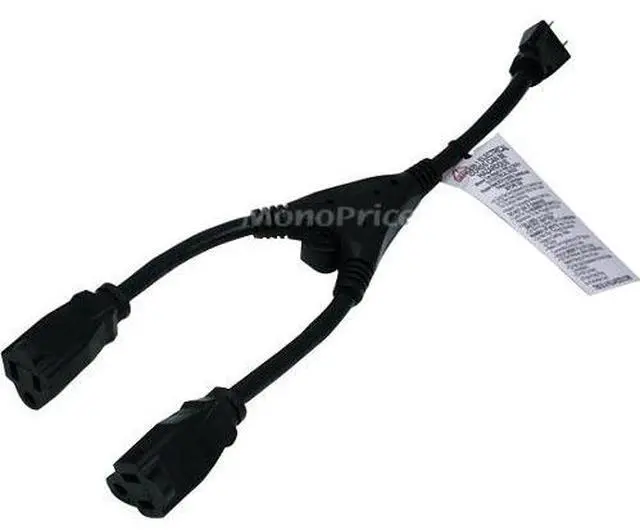 Alt view image 9 of 14 - Monoprice 14inch 14AWG Power Cord Splitter Cable, 15A (NEMA 5-15P to 2x NEMA 5-15R)