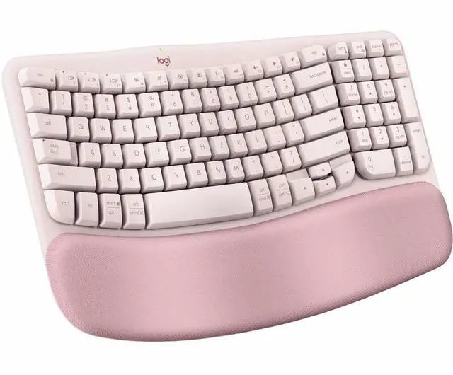 Alt view image 8 of 14 - Logitech Wave Keys Wireless Ergonomic Keyboard, Rose 920-012276