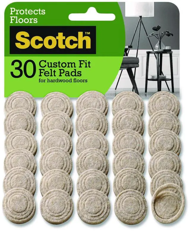 Alt view image 8 of 14 - Scotch Custom Fit Felt Pads 1.5" Beige 30/Pack (SP884-NA)