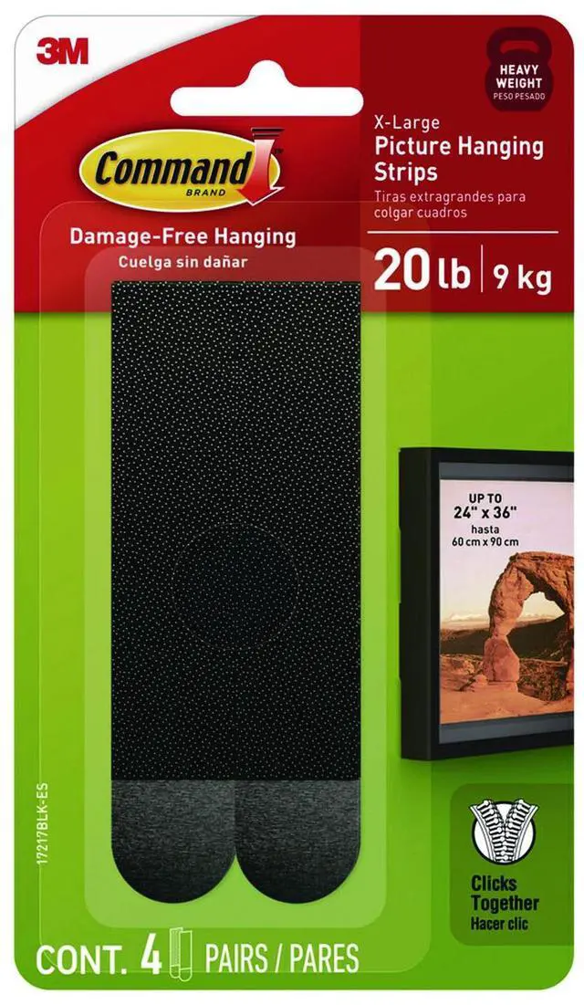 Alt view image 8 of 14 - Command Picture Hanging Strips Black 4 Pairs/Pack (17217BLK-ES)