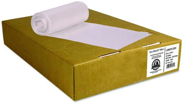 Main image of Eco Blend Max 23gal Industrial Trash Bag Low Density Clear 250 Bags L5645TCER1