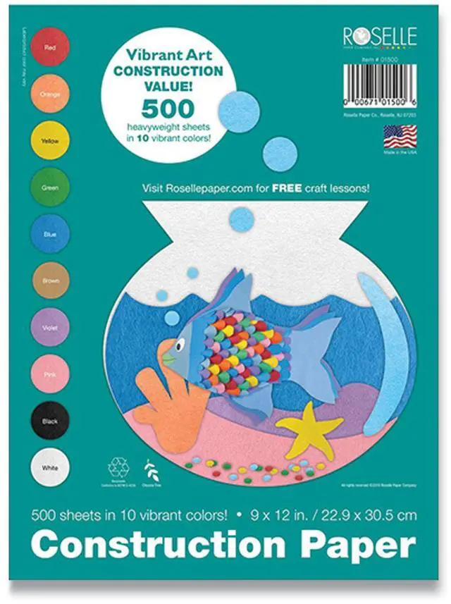 Alt view image 2 of 15 - Prang 9" x 12" Construction Paper Assorted Colors 500 Sheets/Pack (PCON01500)