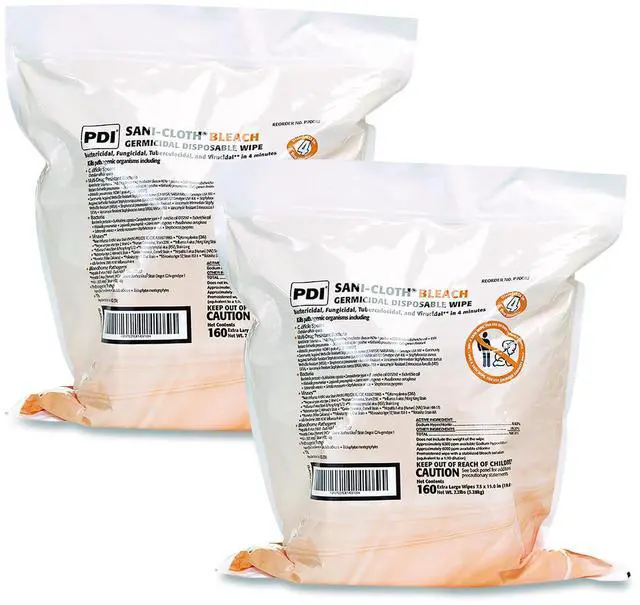 Alt view image 2 of 2 - Sani-Cloth Bleach Germicidal Disposable Wipe Refill Unscented 2 Bags P700RF