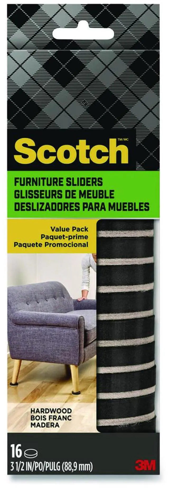 Alt view image 5 of 5 - Scotch Furniture Sliders Black/Beige 16/Pack (SP674-NA)