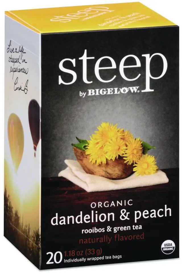 Alt view image 3 of 11 - Bigelow 17715 Steep Tea, Dandelion & Peach, 1.18 Oz Tea Bag, 20/Box