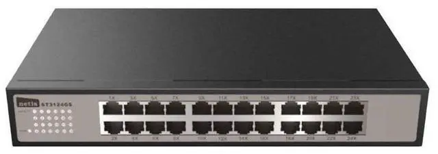 Alt view image 7 of 13 - 24-port Unmanaged Gigabit Switch, Desktop Ethernet Splitter, Ethernet Hub, Plug and Play, Fanless Quite, Traffic Optimization, Sturdy Metal Desktop size, expandable to standard 19" rack mount with included mounting bracket (ST3124GS)