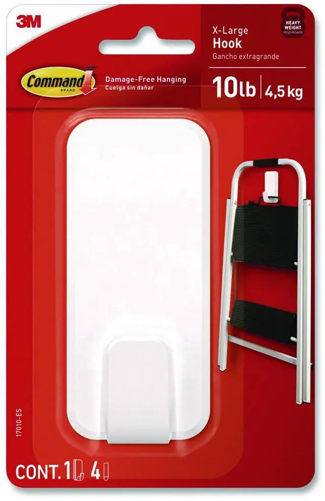 Alt view image 12 of 12 - Command X-Large Utility Hook White 1 Hook 4 Strips/Pack (17010-ES)