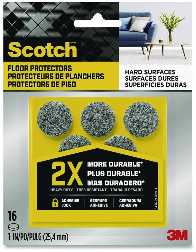 Alt view image 13 of 14 - SP872-NA Felt Pads, Heavy-Duty, Adhesive, Gray, 1-In., 16-Ct. - Quantity 1