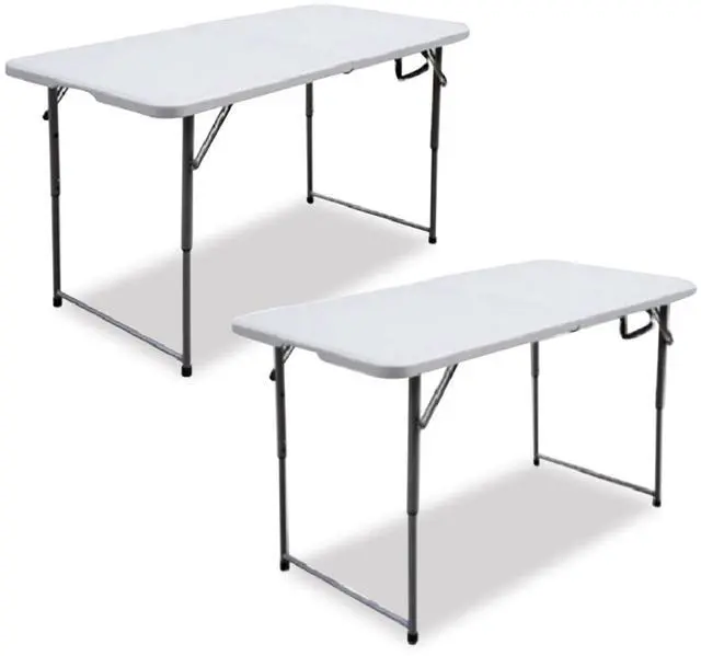 Main image of Bifold Resin Folding Table Rectangular 48" x 23.6" x 29.1" White Granite Top Gray Base/Legs 2/Pack 61243
