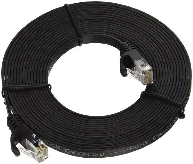Alt view image 10 of 19 - Monoprice Cat5e Ethernet Patch Cable - 14 Feet - Black | Network Internet Cord - RJ45, Flat,Stranded, 350Mhz, UTP, Pure Bare Copper Wire, 30AWG