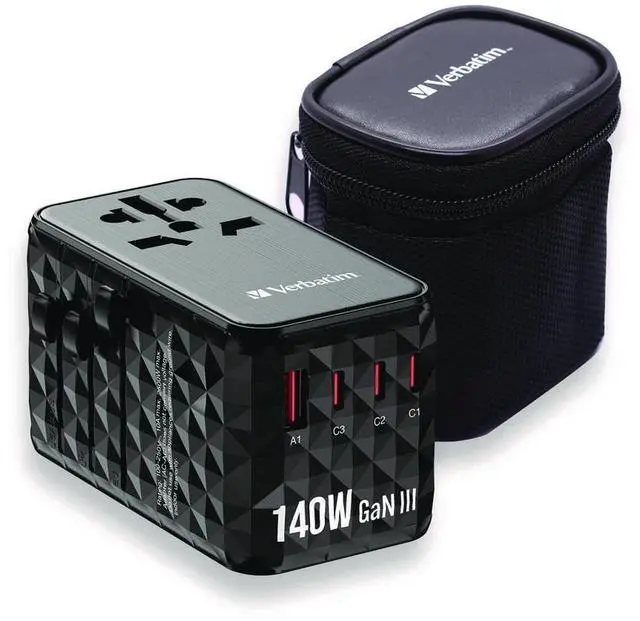 Alt view image 8 of 11 - Verbatim UTA-10 GaN III 140W Universal Travel Adapter #32125