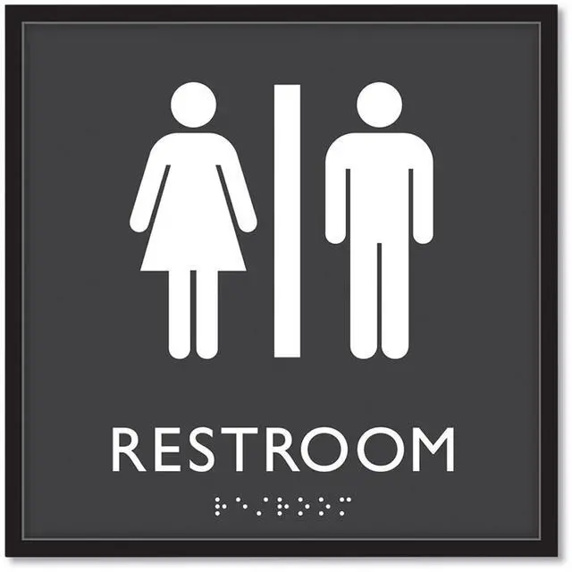 Alt view image 2 of 5 - ADA Sign Unisex Restroom Plastic 8 x 8 Clear/White 66910