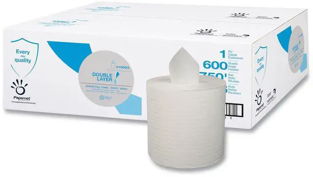 Main image of Double Layer Paper Towel 1-Ply 7.6 x 15 White 600/Roll 6 Rolls/Carton 410083