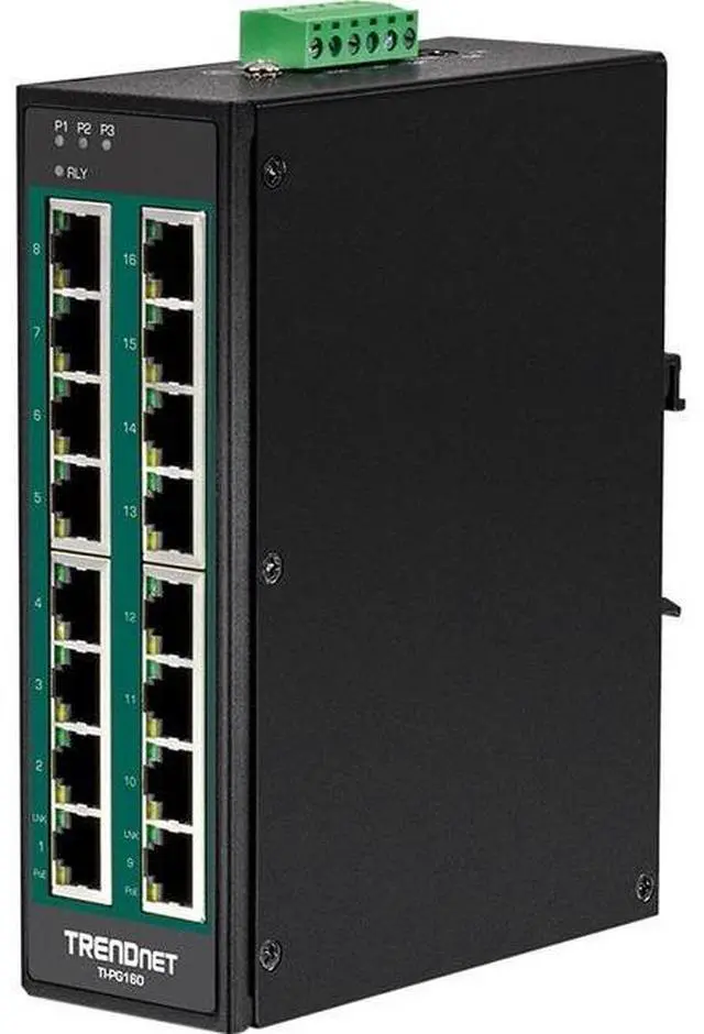 Alt view image 9 of 13 - TRENDnet  TI-PG160, 16-Port Hardened Industrial Gigabit PoE+ DIN-Rail Network Switch