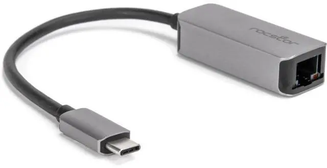 Main image of rocstor usb-c to gigabit network adapter compatible with mac & pc - usb 3.1 type c - 640 mb/s data transfer rate - 1 port(s) - 1 - twisted pair - 10/100/1000base-t - desktop