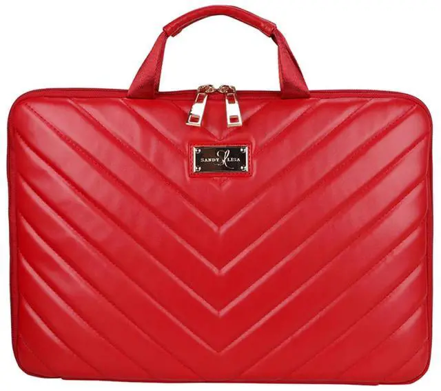 Alt view image 8 of 8 - Sandy Lisa Capri Carrying Case (Sleeve) for 14" Notebook - Red - Scratch Resistant - Chevron Printed - Handle - 10.4" Height x 15.4" Width x 1" Depth