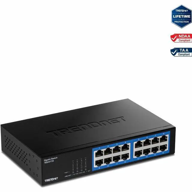 Alt view image 2 of 15 - TRENDnet TEG-S17D, 16-Port Gigabit Desktop Switch